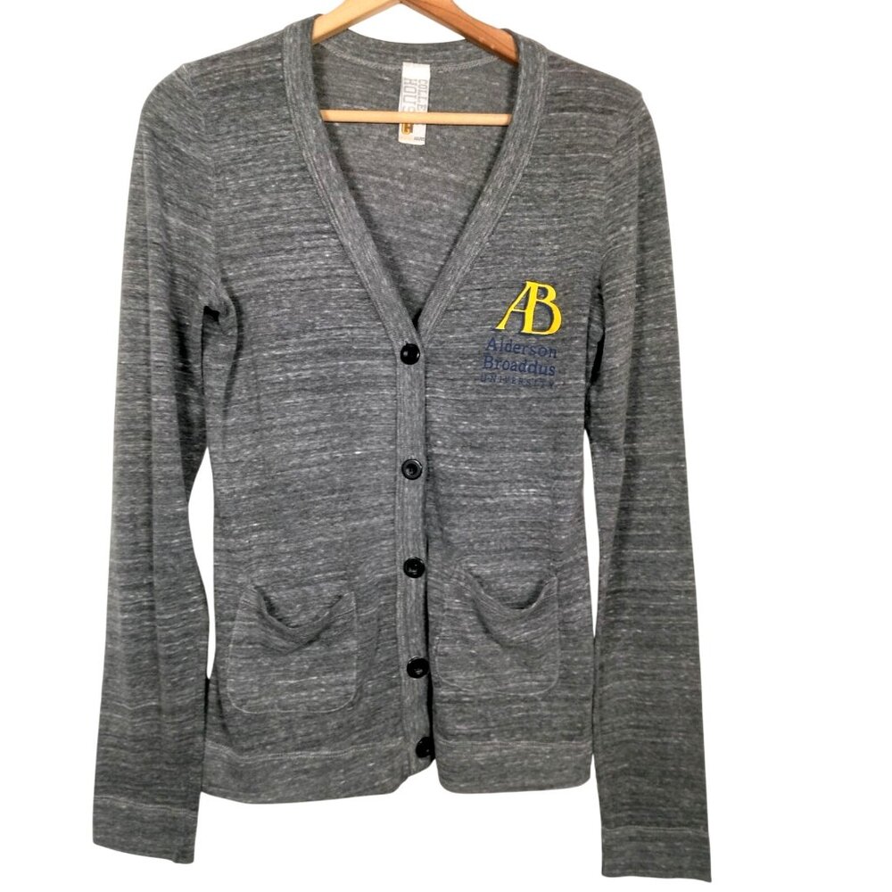 Alderson Boraddus Universtiy Cardigan Shirt Women M Gray Jersey Knit Academia
